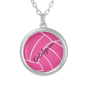 Monogram Pink Volleyball Necklace