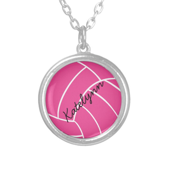 Monogram Pink Volleyball Necklace (Front)
