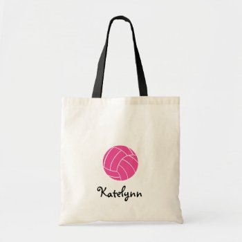 Monogram Pink Volleyball Tote Bag by stripedhope at Zazzle