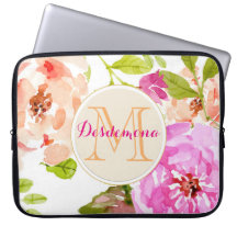Monogram Pink Watercolor Floral