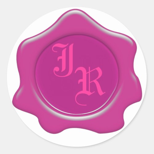 Monogram Pink Wax Seal Wedding Stickers