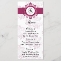 monogram pink wedding menu