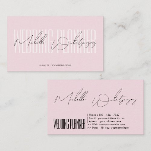 Monogram pink WEDDING PLANNER modern script