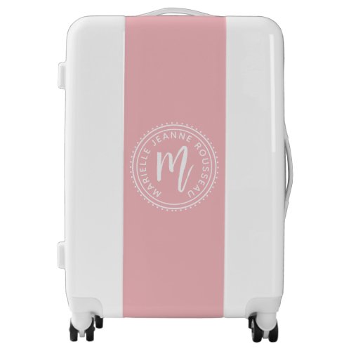 Monogram Pink White Elegant Logotype Luggage