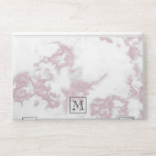 Monogram Pink White Marble Pattern HP Laptop Skin