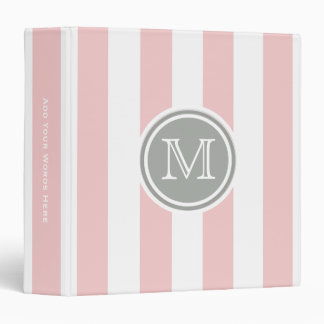 Monogram: Pink / White Striped Binder