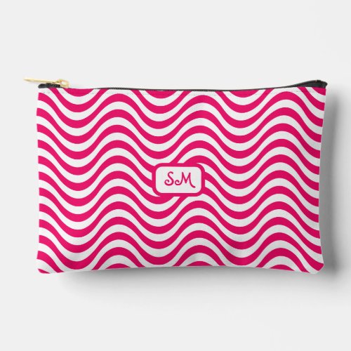 Monogram Pink White Wavy Stripes Psychedelic SM Accessory Pouch