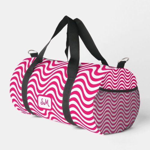 Monogram Pink White Wavy Stripes Psychedelic SM Duffle Bag