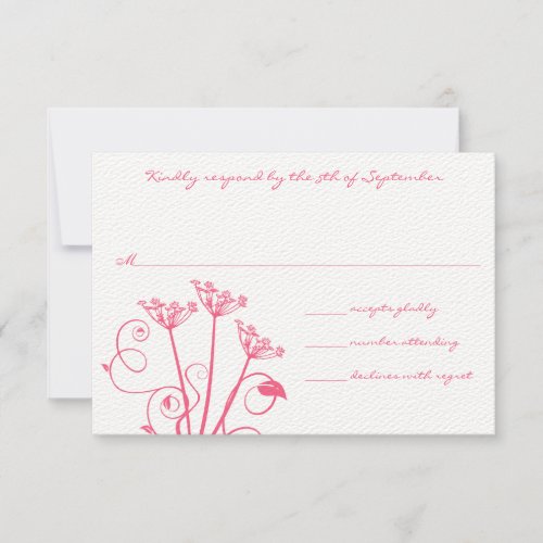 Monogram Pink Wild Flower Wedding RSVP