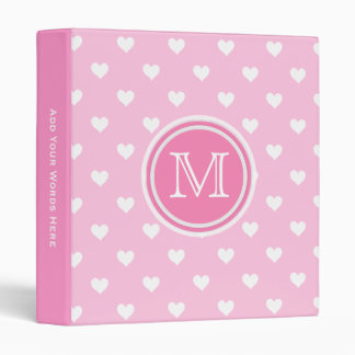 Monogram: Pink With White Heart Binder