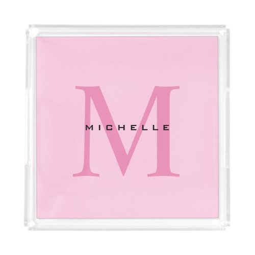Monogram Pink Your Name Special Gift Beloved Ones Acrylic Tray