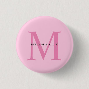 Monogram Pink Your Name Special Gift Beloved Ones Button