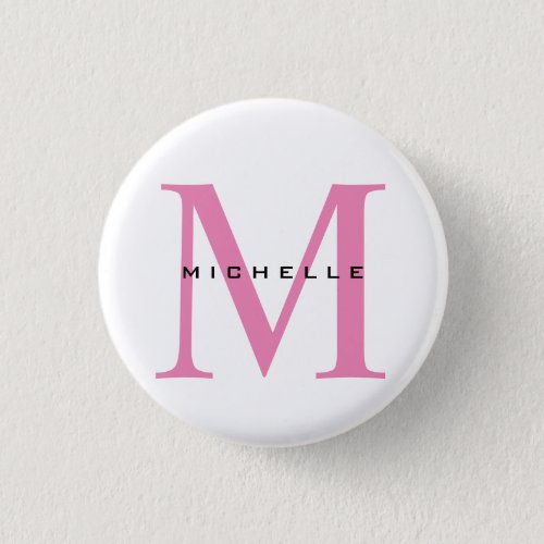 Monogram Pink Your Name Special Gift Beloved Ones Button