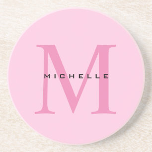 Monogram Pink Your Name Special Gift Beloved Ones Coaster