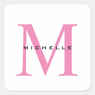 Monogram Pink Your Name Special Gift Beloved Ones Square Sticker