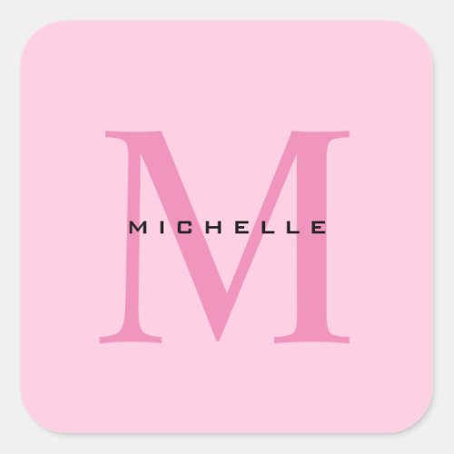 Monogram Pink Your Name Special Gift Beloved Ones Square Sticker