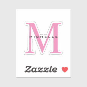 Monogram Pink Your Name Special Gift Beloved Ones Sticker
