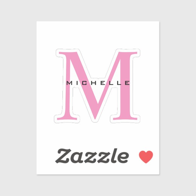 Monogram Pink Your Name Special Gift Beloved Ones Sticker (Sheet)
