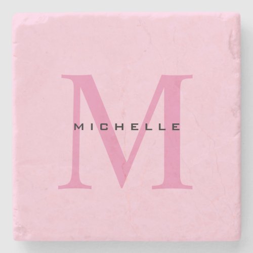 Monogram Pink Your Name Special Gift Beloved Ones Stone Coaster