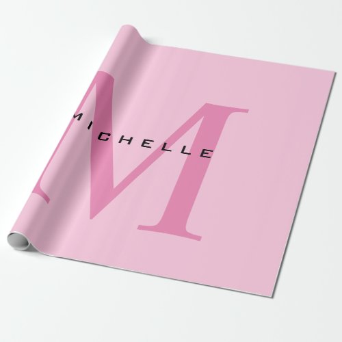 Monogram Pink Your Name Special Gift Beloved Ones Wrapping Paper