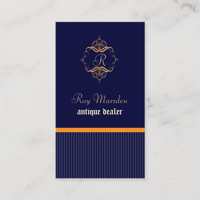 Monogram+pinstripes/DIY background Business Card (Front)