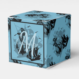 Monogram Pirate Ship & Anchor Cube Favor Box