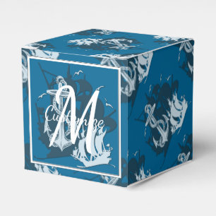 Monogram Pirate Ship & Anchor Cube Favor Box 3