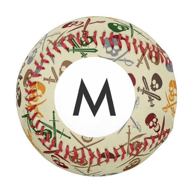 Monogram Pirate Skulls with Crossed Swords Baseball (Front Left)