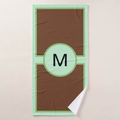 Monogram Pistachio Green Brown Towel Set