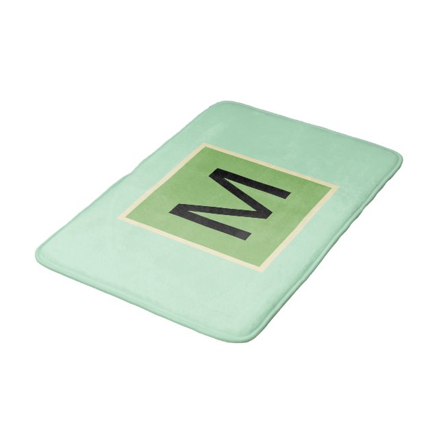 Monogram Pistachio Green Ice Cream Colors Bath Mat (Angled)