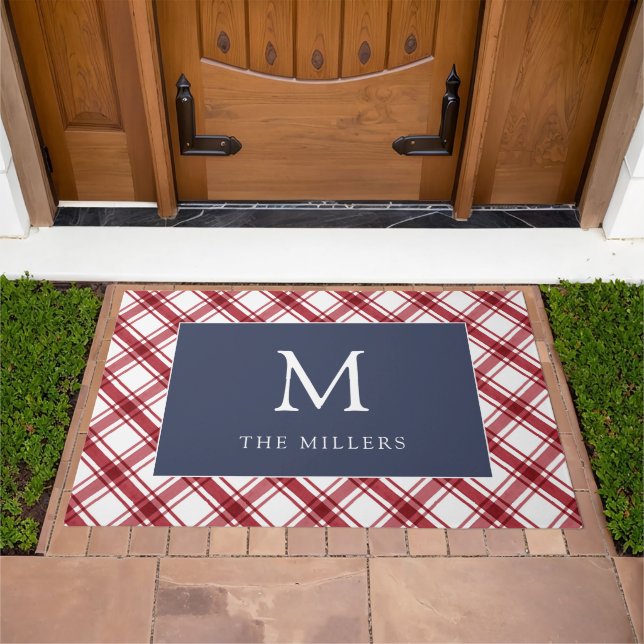 Monogram Plaid Doormat (Outdoor)