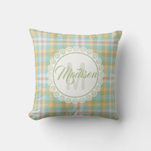 Monogram Plaid Pillow - Spring Colors {S2D10}
