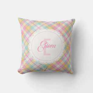 Monogram Plaid Pillow - Spring Colors {S2D20}