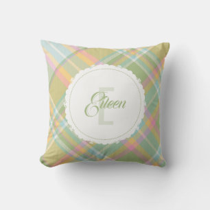 Monogram Plaid Pillow - Spring Colors {S2D23}