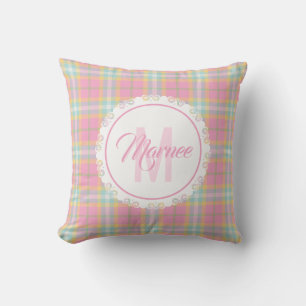 Monogram Plaid Pillow - Spring Colors {S2D5}