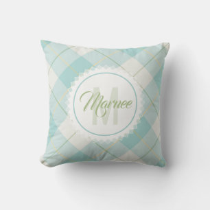 Monogram Plaid Pillow - Spring Colors {S2D8}
