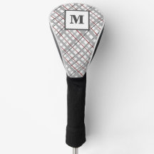 Monogram Plaid Red Silver Gray Gift For Him