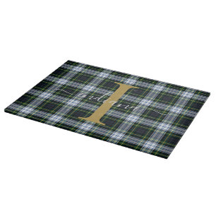Monogram Plaid Tartan Gordon Green Mom Birthday Cutting Board