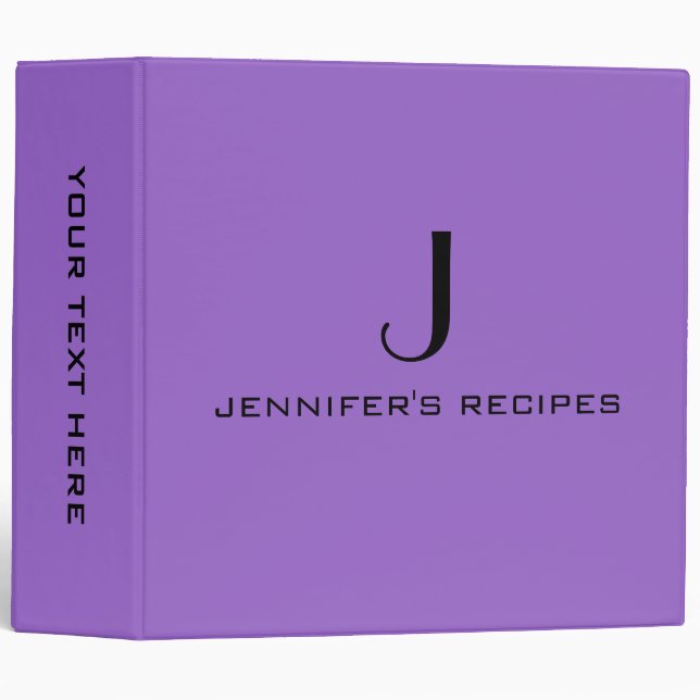 Monogram Plain Amethyst 3 Ring Binder (Front/Spine)