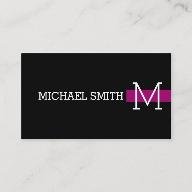 Monogram Plain Black Modern Flirt Business Card (Front)