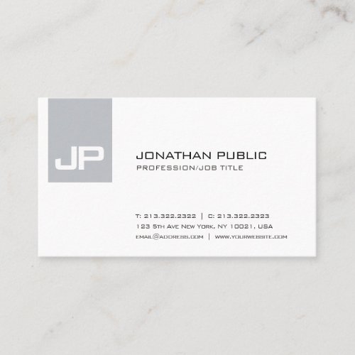 Monogram Plain Chic Simple Modern Sophisticated Business Card