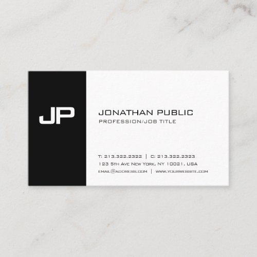 Monogram Plain Clean Sophisticated Modern Chic Business Card