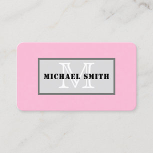 Monogram Plain Cotton Candy Background Business Card