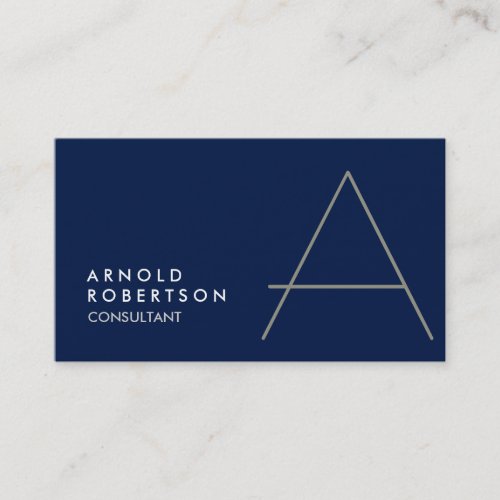 Monogram Plain Dark Blue Trendy Business Card