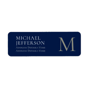 Monogram Plain Dark Blue Trendy Business Label