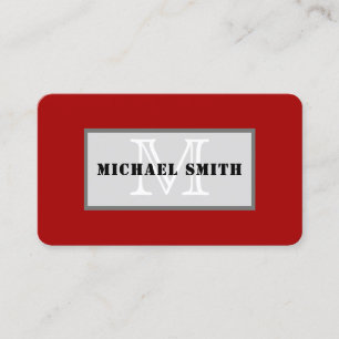 Monogram Plain Dark Candy Apple Red Background Business Card