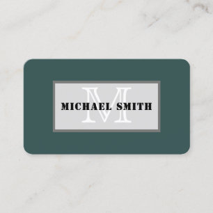 Monogram Plain Dark Slate Gray Background Business Card