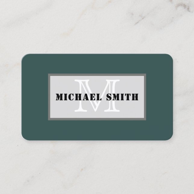 Monogram Plain Dark Slate Gray Background Business Card (Front)
