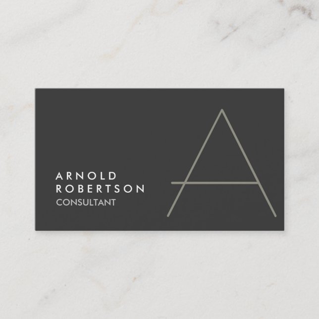 Monogram Plain Gray Beige Trendy Business Card (Front)
