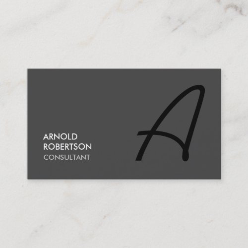 Monogram Plain Grey Trendy Chic Business Card